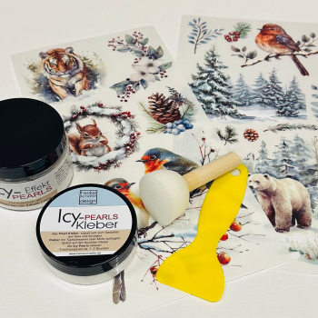 10.12.25 - Rub Ons mit Icy Pearls, Set Eisbär + Tiger, 6-teilig
