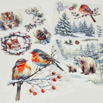 Preview: 10.12.25 - Rub Ons mit Icy Pearls, Set Eisbär + Tiger, 6-teilig