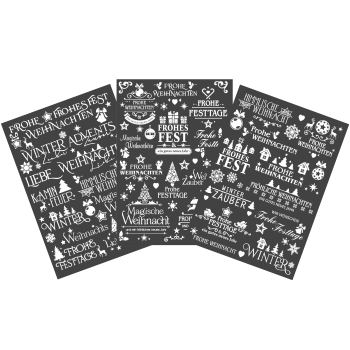 03.12.25 - 3D-Rub On Aufkleber - Set 3-teilig Weiss