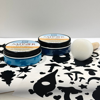 Preview: 07.12.25 - Satiniercreme Set Wichtel, 5-teilig, Türkis-Dunkelblau