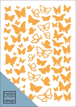 Satinier Schablone/ Aufkleber - 70 Schmetterlinge in Gold A5