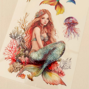 Mermaid Set 3, 4-teilig Rub On Aufkleber + Glittereffekt Creme