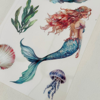 Preview: Mermaid Set 1, 4-teilig Rub On Aufkleber + Glittereffekt Creme