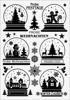 3D-Rub On Aufkleber - Schneekugeln Schwarz - RB3-007