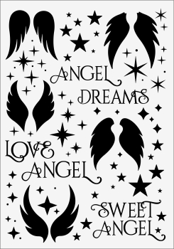 3D-Rub On Aufkleber - Engelsflügel Schwarz - RB3-008