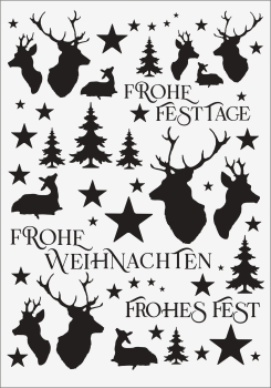 3D-Rub On Aufkleber - Hirsche Schwarz - RB3-012