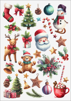 3D-Rub On Aufkleber - Weihnachtsmotive farbig - RB3-014