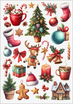 3D-Rub On Aufkleber - Winter - Weihnacht farbig - RB3-015