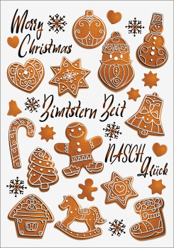 3D-Rub On Aufkleber - Lebkuchen farbig - RB3-020