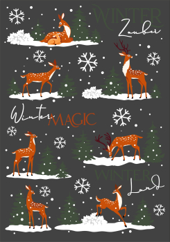 Preview: 3D-Rub On Aufkleber - Rehe + Hirsche - RB3-030