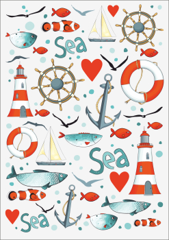 3D-Rub On Aufkleber - Sea Life - RB3-034