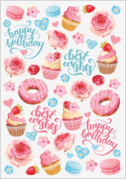 3D-Rub On Aufkleber - Cupkakes + Donats - RB3-038