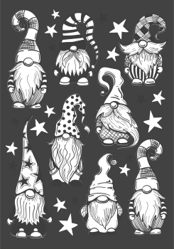 3D-Rub On Aufkleber - Wichtel Schwarz-Weiss - RB3-077