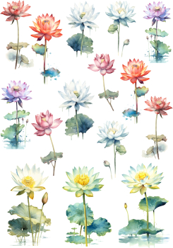 3D-Rub On Aufkleber - Seerosen - RB3-118