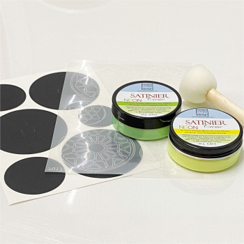 Satiniercreme Set Neon Mandalas- in Grün-Gelb, 5.teilig - Kopie