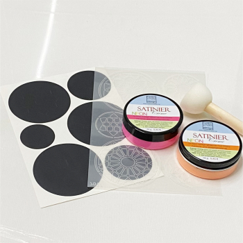Satiniercreme Set Neon Mandalas- in Pink-Orange, 5.teilig