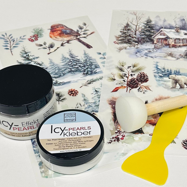 10.12.25 - Rub Ons mit Icy Pearls, Set Eisbär + Eichhörnchen, 6-teilig