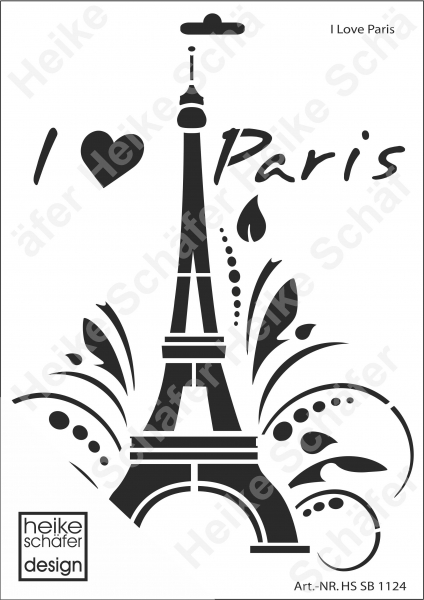 Schablone-Stencil A4 120-1124 I Love Paris