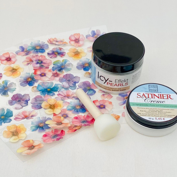Icy Pearls + Satinier Creme Transparent + 2x Rubon, Set 5-teilig