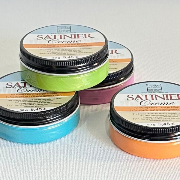 Satiniercreme Set, 5-teilig, Maigrün-Orange