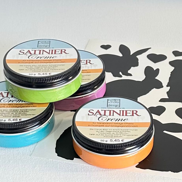 Satiniercreme Set, 5-teilig, Maigrün-Orange