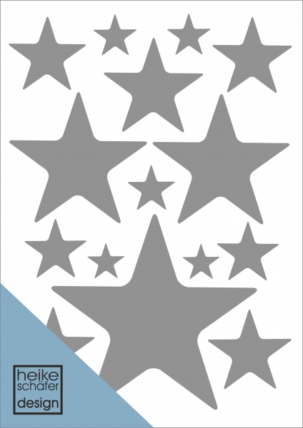 Satinier Schablone/ Aufkleber - Sterne in Silber A5