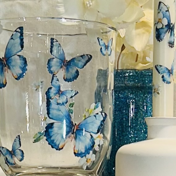 3D-Rub On Aufkleber - Schmetterlinge in Blau - RB3-048