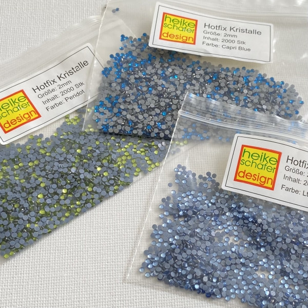 6.000 Stk 2mm Bügel Kristalle - Peridot+Capri Blue+Light Sapphire