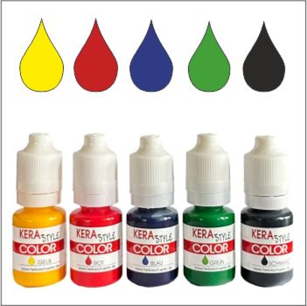 KERA- Style Color - Set: Gelb, Rot, Blau, Grün, Schwarz - 5x10ml