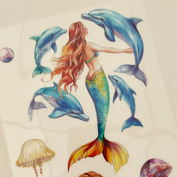 Mermaid Set 3, 4-teilig Rub On Aufkleber + Glittereffekt Creme