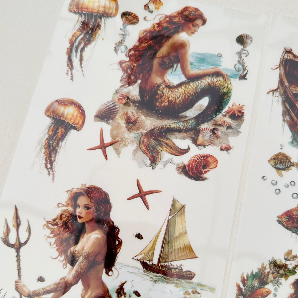 Mermaid Set 4, 5-teilig Rub On Aufkleber + Glittereffekt Creme