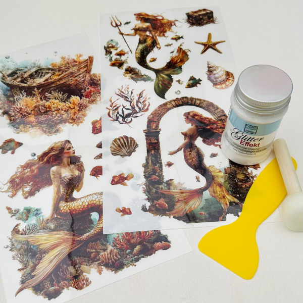 Mermaid Set 6, 5-teilig Rub On Aufkleber + Glittereffekt Creme