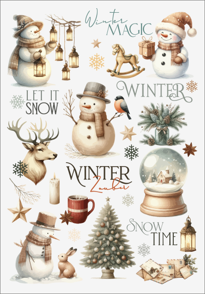 3D-Rub On Aufkleber - Schneemann farbig - RB3-021