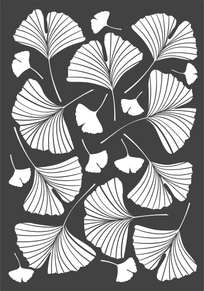 3D-Rub On Aufkleber - Ginko Blätter Weiss - RB3-023