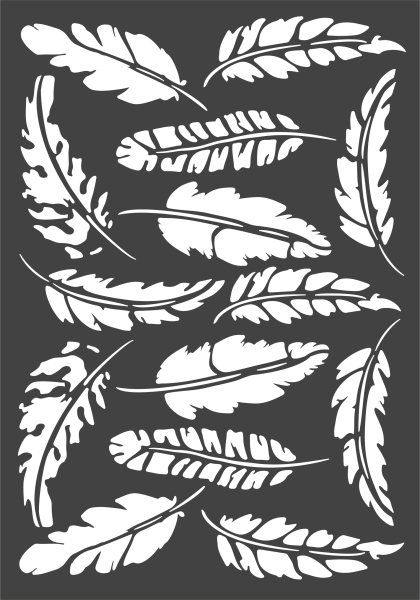 3D-Rub On Aufkleber - Blattfedern Weiss - RB3-025