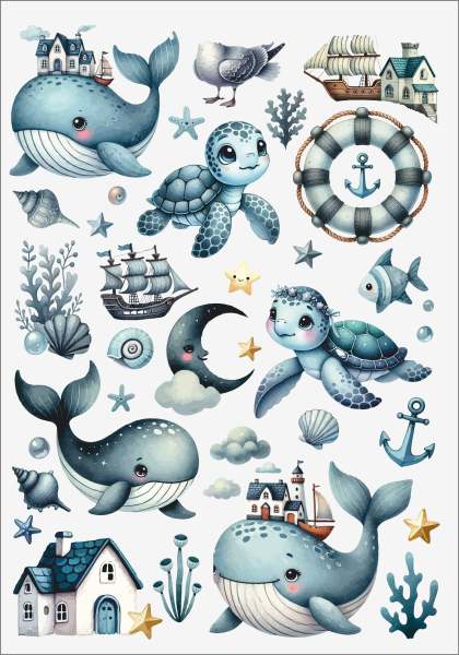 3D-Rub On Aufkleber - Maritime Kindermotive - RB3-026