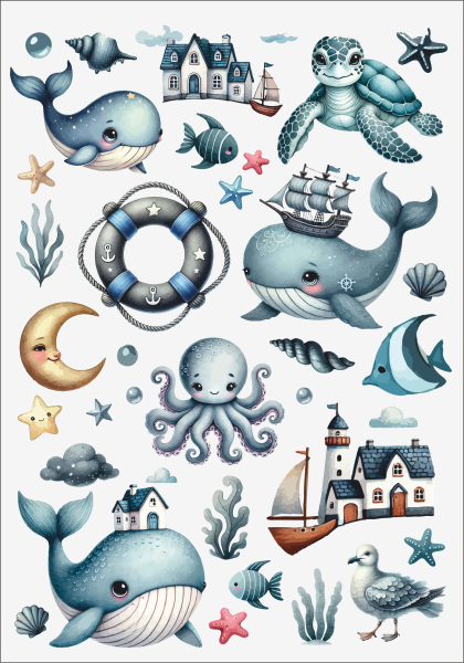 3D-Rub On Aufkleber - Maritime Kindermotive - RB3-027