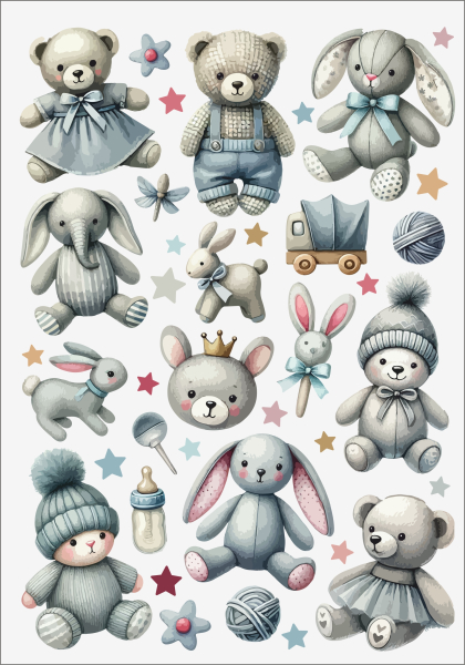 3D-Rub On Aufkleber - Bärchen - RB3-028