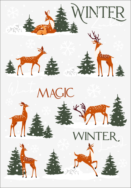 3D-Rub On Aufkleber - Rehe + Hirsche - RB3-030