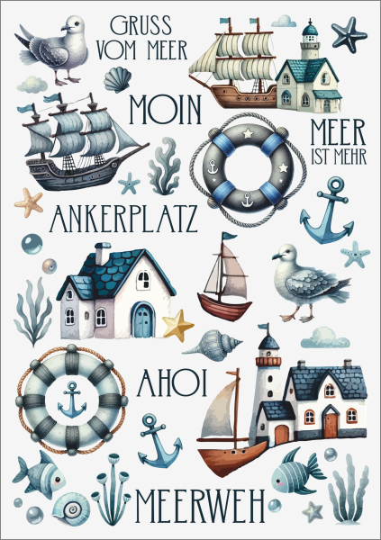 3D-Rub On Aufkleber - Gruß vom Meer - RB3-033