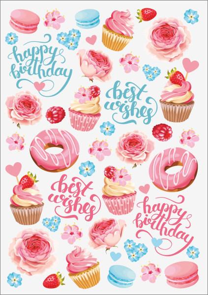 3D-Rub On Aufkleber - Cupkakes + Donats - RB3-038