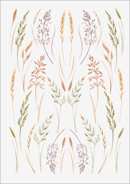 3D-Rub On Aufkleber - Gräser Farbig - RB3-091