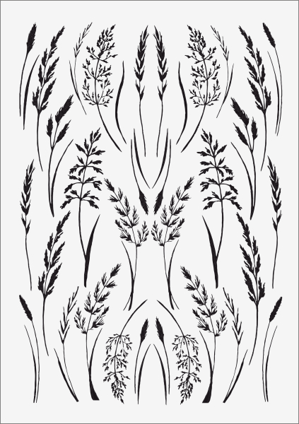 3D-Rub On Aufkleber - Gräser Schwarz - RB3-092