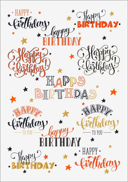 3D-Rub On Aufkleber - Happy Birthday - RB3-093