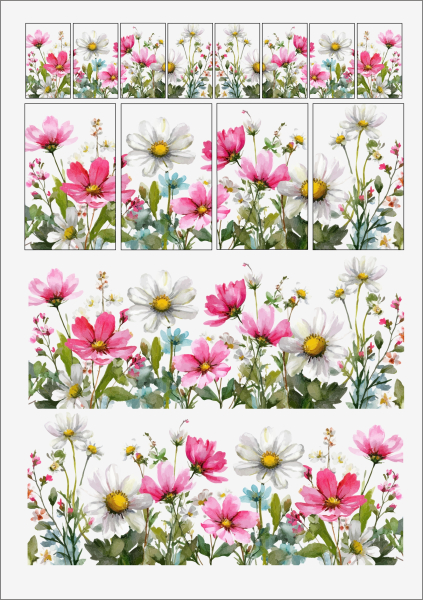 3D-Rub On Aufkleber - Blumenwiese im Rechteck - RB3-103