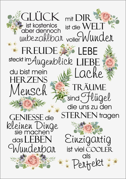 3D-Rub On Aufkleber - Texte und Sukkulenten - RB3-128