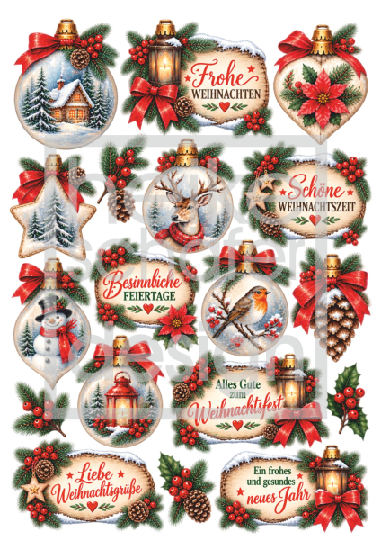 3D-Rub On Aufkleber - Weihnachtshänger - RB3-166