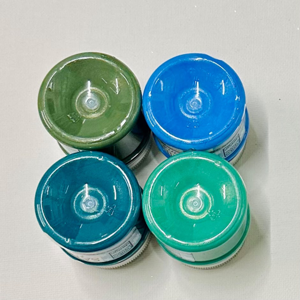 Satiniercreme Set Blau-Grün-Salbei-Capriblau, 4-teilig