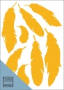 Satinier Schablone/ Aufkleber - Federn in Gold A5