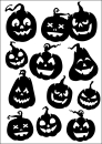 Satinier Schablone/ Aufkleber - Halloween Kürbisse in Schwarz A5
